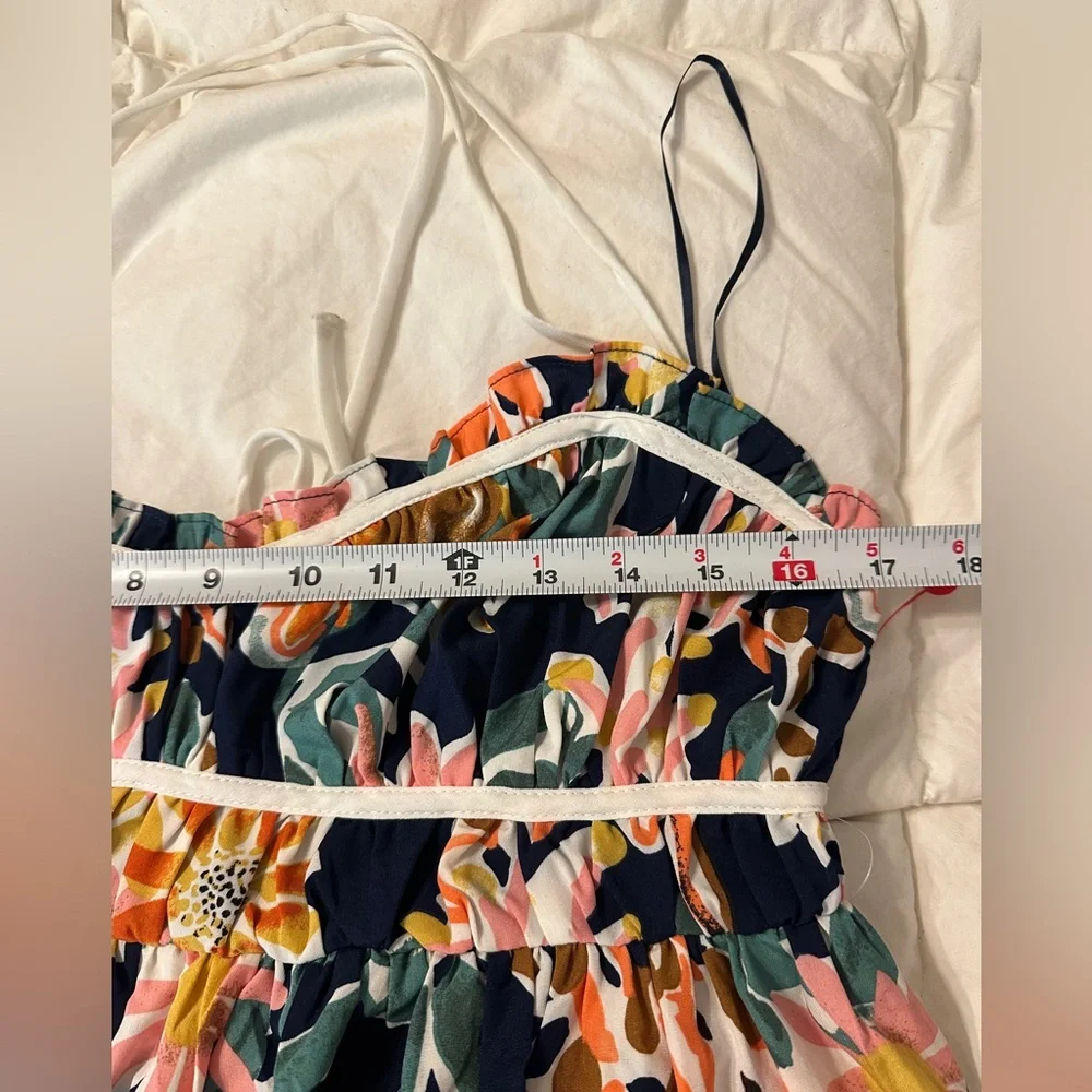 Lush Sweetheart Tie Back Floral Maxi Dress in Navy and Pink - NWOT - Size S - Picture 11 of 11